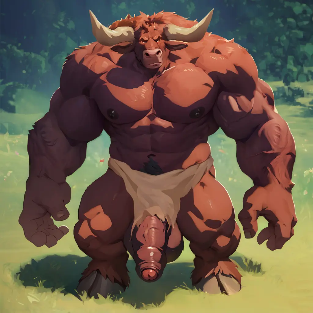 Image male,penis,muscular,muscular_male,horns,ai_generated,yaoi,balls,anthro,pubic_hair,bara,flaccid,biceps,muscular_anthro,foreskin,uncircumcised,large_penis,large_balls,partially_retracted_foreskin,retracted_foreskin,uncut,minotaur,bovid,bovine,hooves,male_anthro,textless,penis_out,imminent_rape,loincloth,hdregrets