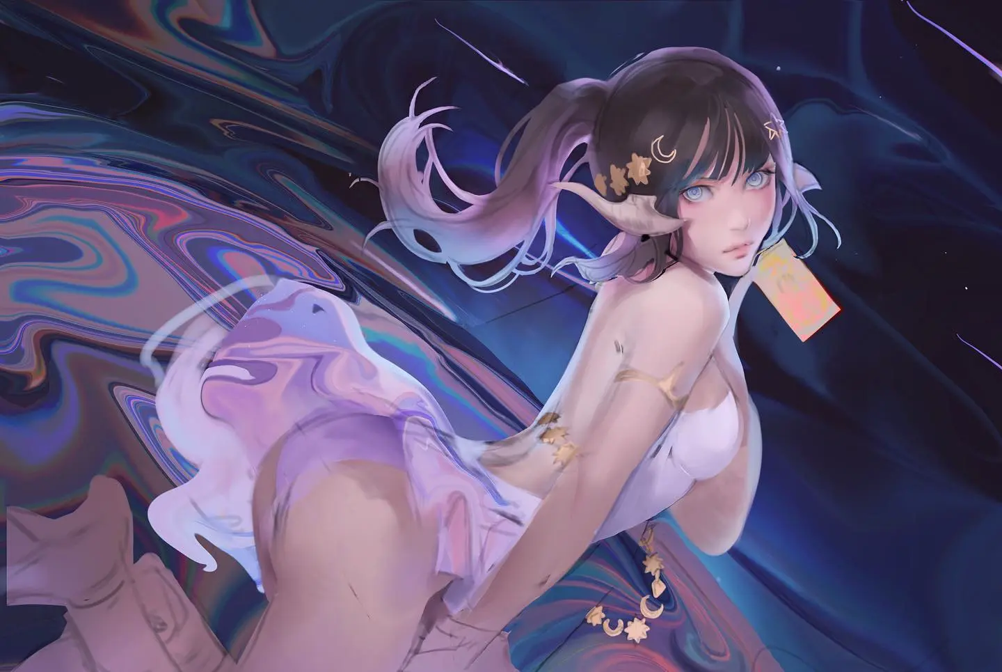 Image female,blue_eyes,skirt,skirt_lift,kassian.art