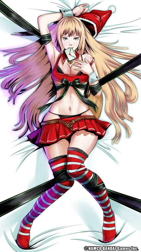 Image 1girls,breasts,female,large_breasts,long_hair,solo,very_long_hair,blue_eyes,thighhighs,bra,panties,underwear,hat,armpits,cleavage,blonde_hair,bed,black_panties,mouth_hold,ribbon,bondage,arm_up,bound,official_art,black_bra,namco,tekken,santa_hat,emilie_de_rochefort,striped_clothes,striped_thighhighs,tekken_7,tekken_tag_tournament_2,babydoll,tekken_5,envelope,tekken_5_dark_resurrection,tekken_5_(dark_resurrection)
