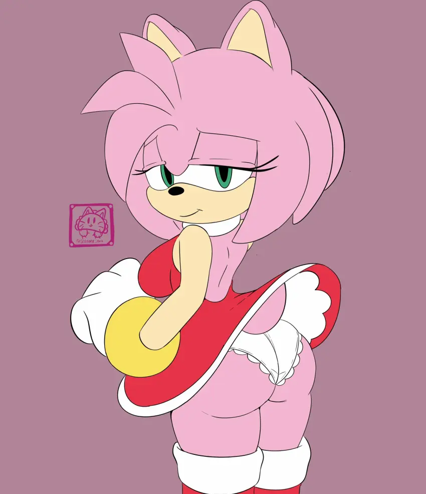 Image 1girls,big_breasts,breasts,female,furry,panties,ass,big_ass,big_butt,bubble_ass,bubble_butt,seductive_look,thick_thighs,eyelashes,green_eyes,dress,dress_lift,skirt,thin_waist,amy_rose,sega,sonic_(series),sonic_the_hedgehog_(series),skirt_lift,pink_fur,gatako_art