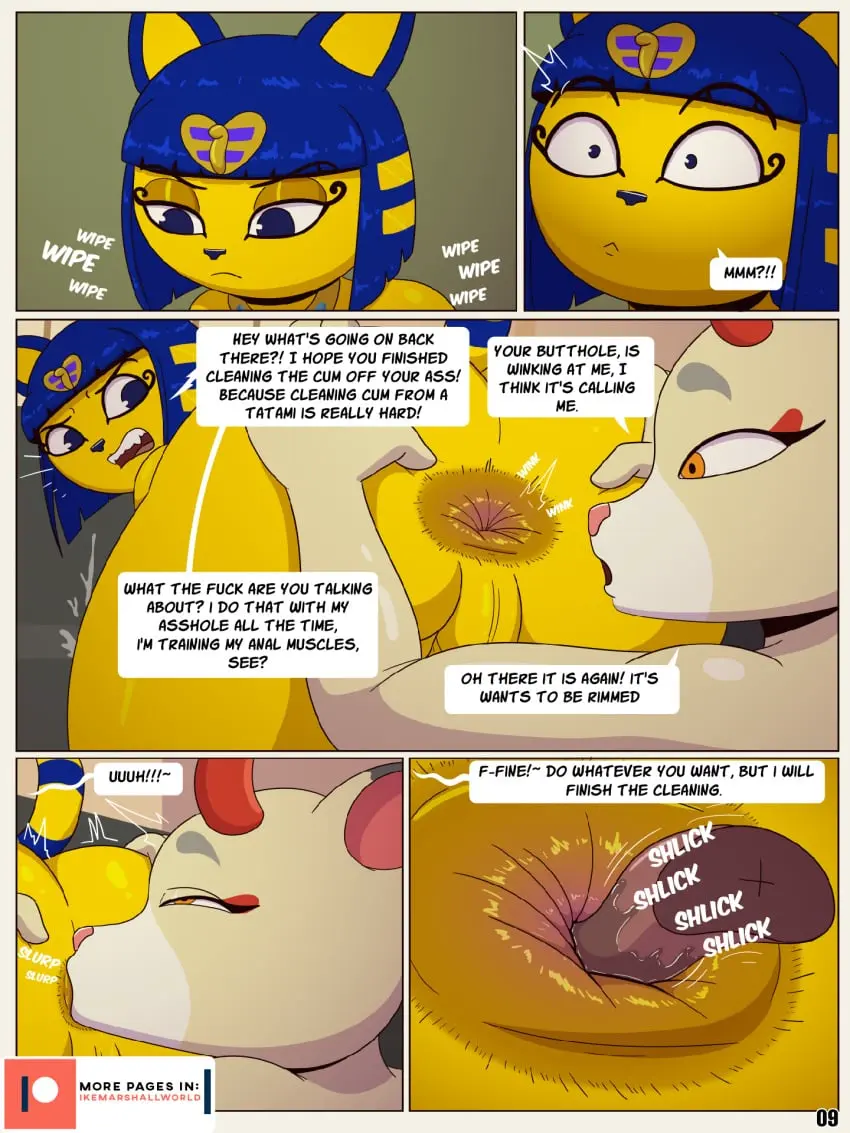 Image hi_res,blue_hair,oral,tongue,ass,sex,duo,futanari,intersex,anal,hair,anthro,anus,spreading,saliva,nintendo,comic,bent_over,bodily_fluids,mammal,dialogue,yellow_body,english_text,animal_crossing,ankha,ankha_(animal_crossing),feline,speech_bubble,deer,felid,rimming,spread_anus,domestic_cat,felis,perineum,page_number,close-up,spread_butt,saliva_on_tongue,page_9,anilingus,ike_marshall,shino_(animal_crossing),anal_wink,disembodied_tongue
