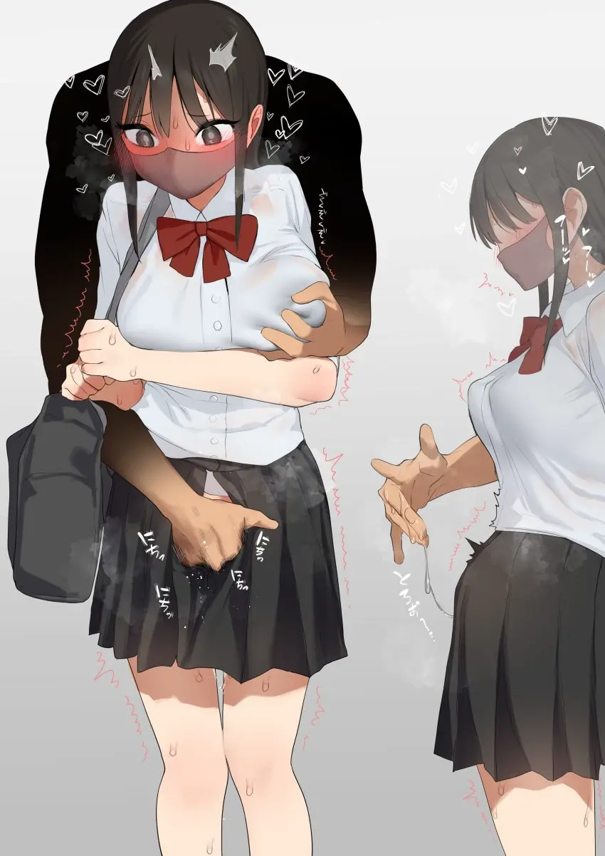 Image 1girls,blush,bow,breasts,collared_shirt,female,highres,long_sleeves,open_clothes,shirt,standing,wing_collar,1boy,absurdres,black_hair,male,pussy,straight,sweat,covered_nipples,medium_breasts,original,pussy_juice,school_uniform,censored,pubic_hair,orgasm,public,miniskirt,skirt,no_panties,black_eyes,grabbing,grabbing_another's_breast,grabbing_from_behind,nose_blush,dress_shirt,white_shirt,fingering,bar_censor,pleated_skirt,ear_blush,heart,@_@,taut_clothes,pussy_juice_trail,bowtie,mask,mouth_mask,black_skirt,bag,exhibitionism,train_interior,red_bowtie,red_bow,public_indecency,taut_shirt,pussy_juice_on_fingers,fingering_from_behind,sleeves_pushed_up,shirt_tucked_in,after_fingering,school_bag,open_skirt,brown_mask,grey_bag,raenoreto