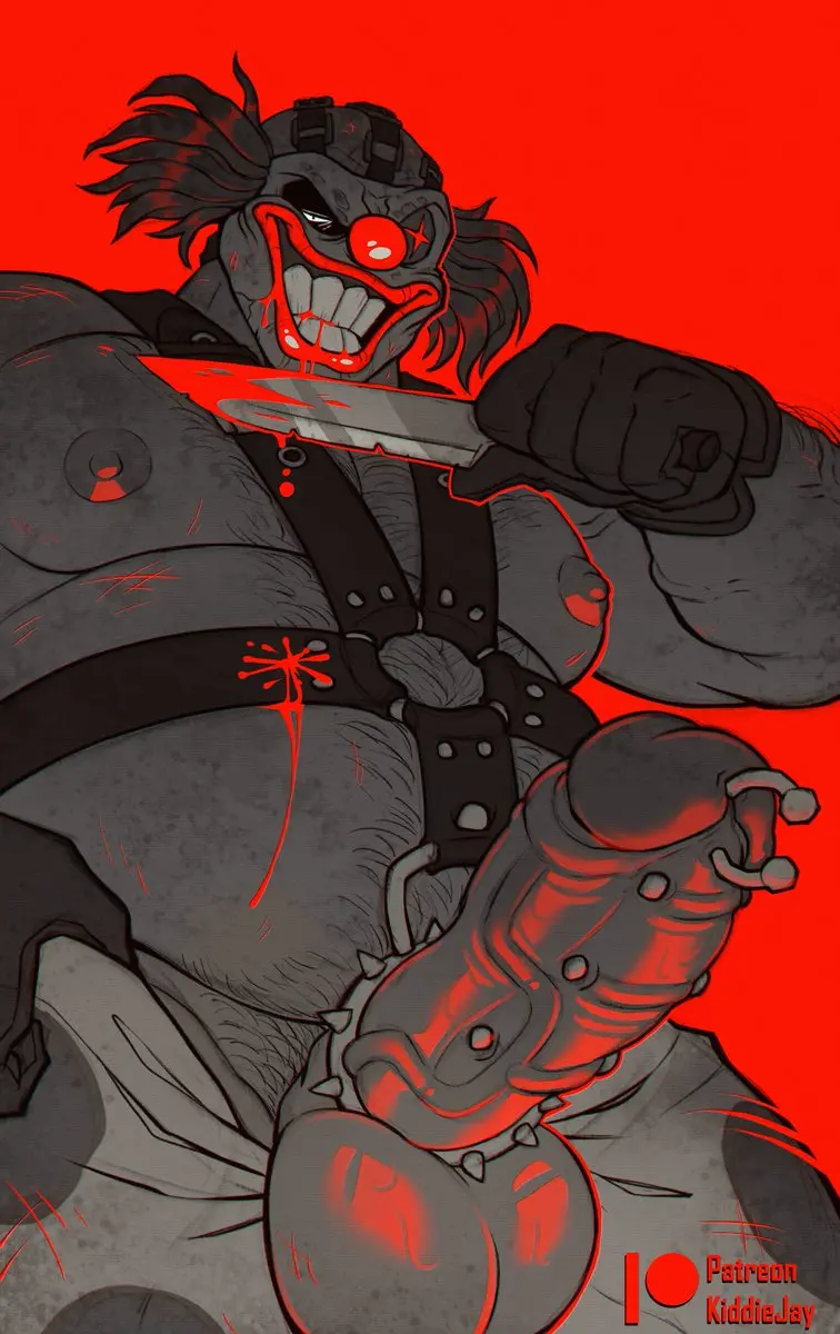 Image looking_at_viewer,nipples,solo,male,penis,smiling,male_only,yaoi,tagme,bara,blood,male_focus,solo_male,tagme_(artist),mask,cock_ring,clown,horror_(theme),knife,pierced_genitals,horror,k_jukesnsfw,kidde_jukes,clown_costume,kiddie_jukes,needles_kane,sweet_tooth,twisted_metal