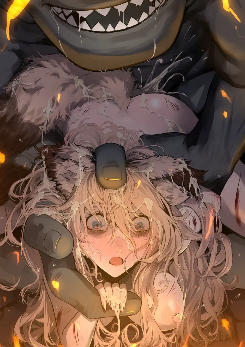 Image blush,breasts,female,long_hair,nipples,open_mouth,red_eyes,absurdres,blue_hair,cum,nude,straight,sex,freckles,size_difference,blonde_hair,completely_nude,medium_breasts,crying,monster,vaginal_penetration,restrained,sex_from_behind,crying_with_eyes_open,rape,torn_clothes,tears,arm_grab,zoophilia,defeat,ape,ryona,arm_held_back,injury,shitappa0120