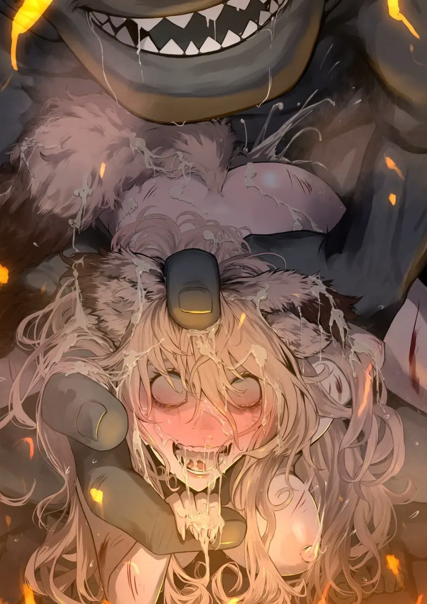 Image blush,breasts,female,long_hair,nipples,open_mouth,red_eyes,absurdres,blue_hair,cum,nude,straight,sex,freckles,size_difference,blonde_hair,completely_nude,medium_breasts,crying,monster,vaginal_penetration,restrained,sex_from_behind,crying_with_eyes_open,rape,torn_clothes,tears,arm_grab,zoophilia,defeat,ape,ryona,arm_held_back,injury,shitappa0120