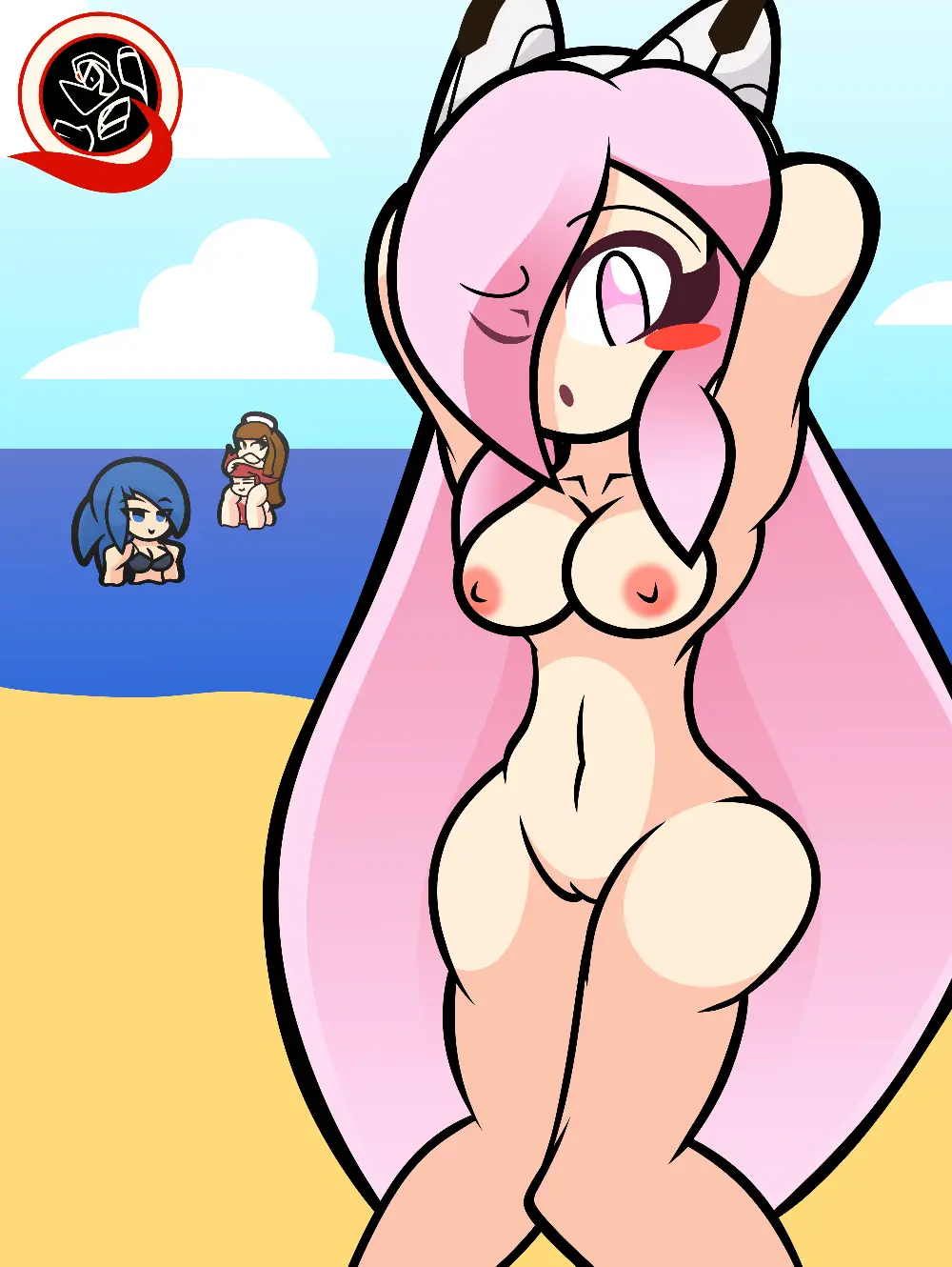 Image big_breasts,blush,breasts,breasts_out,female,light-skinned_female,long_hair,looking_at_viewer,nipples,1boy,male,navel,nude,pussy,big_ass,colored,barefoot,beach,cat_ears,armpits,ocean,vagina,arms_behind_head,arms_up,headband,pink_hair,nude_female,completely_nude,naked,pink_eyes,one_eye_closed,swimsuit,completely_nude_female,public,blushing_at_viewer,naked_female,3girls,swimwear,tits_out,nudist,nudist_beach,beach_background,dat_ass,gwain_saga,ami_(gwain_saga),cat_ears_hairband,agni,deva_(gwain_saga),lanney,raymanx