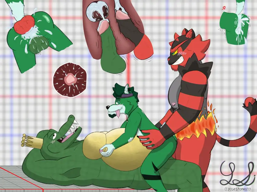 Image blush,hi_res,nipples,smile,cum,cum_drip,male,penis,pokemon,pokemon_(species),pussy,tongue_out,lying,tongue,ass,intersex,anal,anal_sex,cum_in_ass,male/male,headgear,jewelry,teeth,balls,anthro,cum_in_pussy,cum_inside,piercing,vaginal_penetration,penis_in_pussy,necklace,ejaculation,nintendo,penetration,genital_fluids,orgasm,bodily_fluids,canid,canine,canis,fur,genitals,mammal,wolf,grabbing_from_behind,ear_piercing,enjoying,green_body,scalie,cuntboy,penis_in_ass,dripping,blush_lines,penile,group,trio,penile_penetration,crown,internal,internal_anal,generation_7_pokemon,cum_on_balls,green_fur,incineroar,flirting_look,nipple_fetish,nipple_play,donkey_kong_(series),super_smash_bros.,kerchief,ovulating,training,bandana,internal_vaginal,ovulation,yose_stones,yose_stones_(character),above,k_rool,kremling,pregnancy_risk,training_room,bandanna_on_forehead,fire_belt,ovule