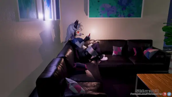 Image breasts,female,gloves,penis,pussy,choker,furry,uncensored,anthro,tagme,3d,wolf,couch,sfm,helluva_boss,loona_(helluva_boss),virtual_reality,thenaysayer34,vranimeted