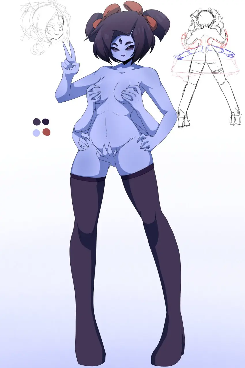 Image breasts,exposed_breasts,female,thighhighs,thighs,anthro,pose,posing,thigh_highs,posing_for_the_viewer,fanart,exposed_ass,exposed_pussy,covering,undertale,casual,casual_nudity,exhibitionism,spider,casual_exposure,muffet,exhibitionist,exhibition,zukafu_shimoto
