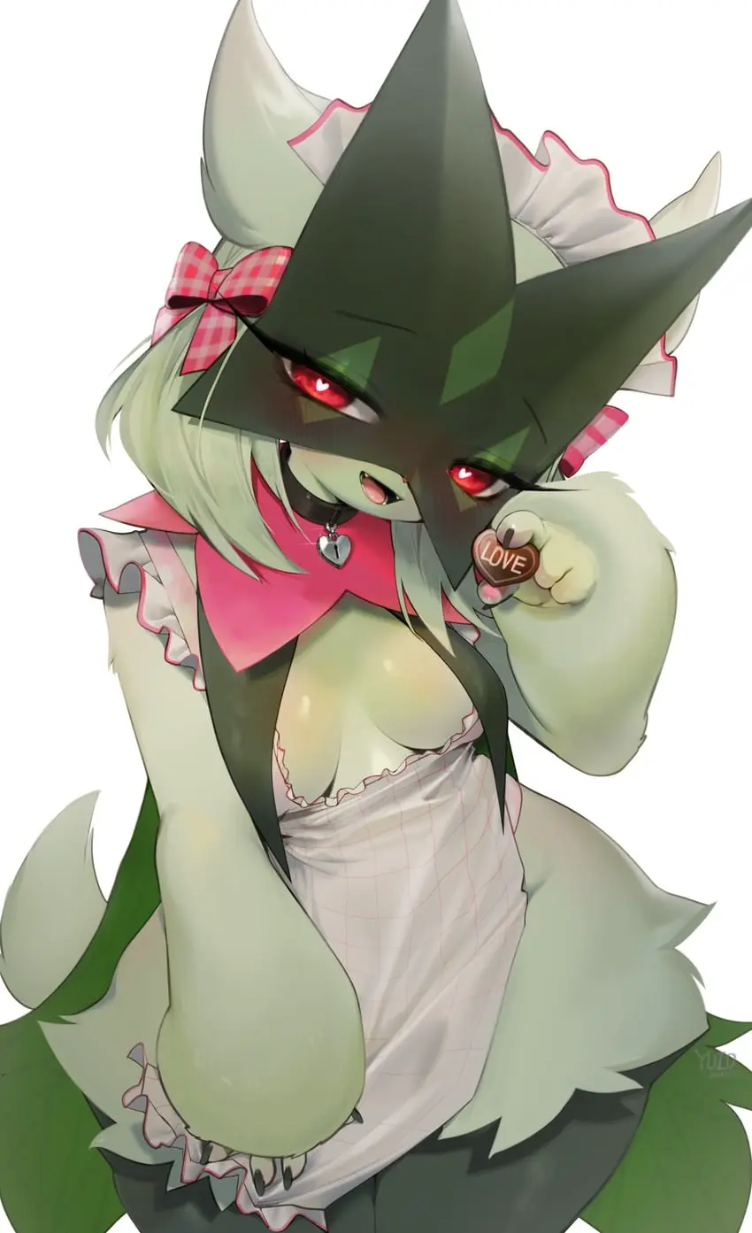 Image 1girls,female,looking_at_viewer,red_eyes,solo,pokemon,pokemon_(species),solo_female,anthro,tagme,nintendo,collar,meowscarada,yuio