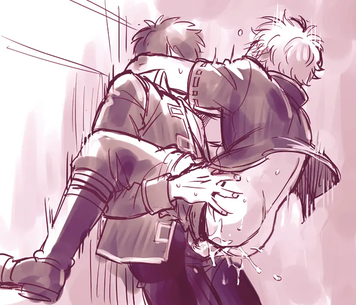 Image cum,male,ass,2boys,anal,anal_sex,cum_in_ass,male_only,yaoi,pants_down,cum_inside,gay,monochrome,motion_lines,carrying_partner,sketch,stand_and_carry_position,clothed_sex,bare_ass,police_uniform,police_officer,arms_around_neck,gintama,gintoki_sakata,hijikata_toshiro,shinsengumi_(gintama),tttttengo