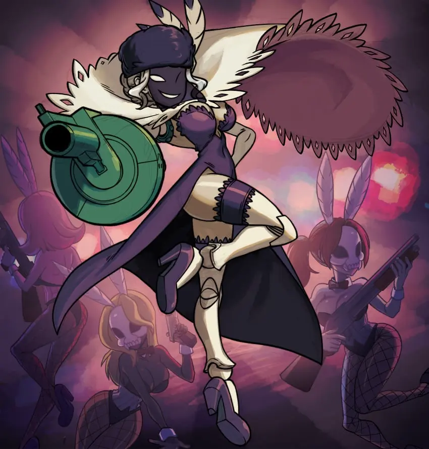 Image female,looking_at_viewer,bunny_girl,video_games,skullgirls,official_art,black_dahlia,bonnie_(skullgirls),buttercup_(skullgirls),killer_(skullgirls)
