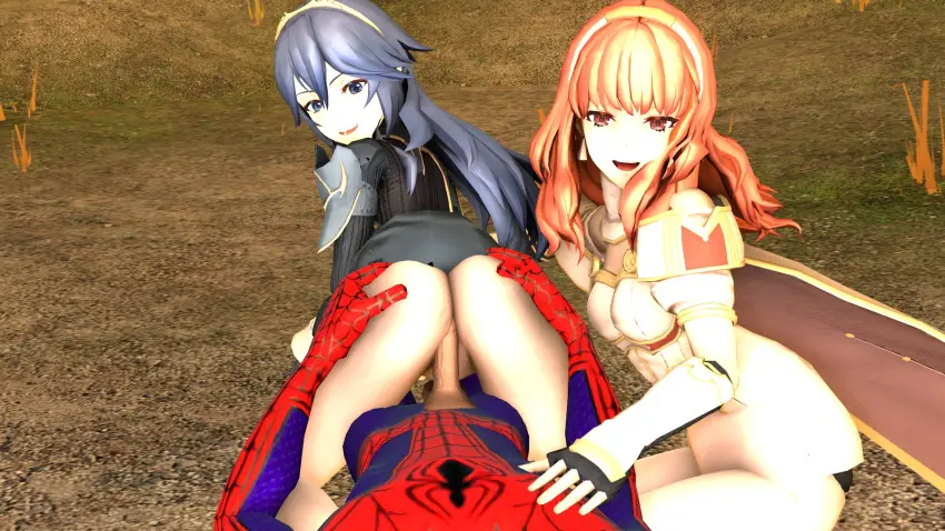 Image female,nintendo,3d,fire_emblem,fire_emblem_awakening,lucina_(fire_emblem),crossover,marvel,marvel_comics,spider-man,spider-man_(series),eastern_and_western_character,celica_(fire_emblem),fire_emblem_echoes:_shadows_of_valentia