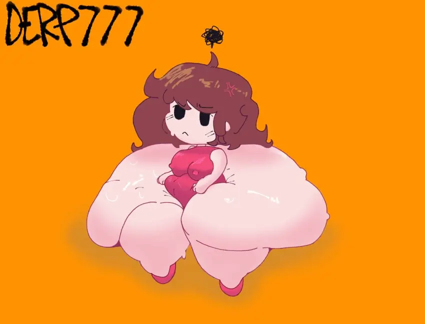 Image female,alternate_color,sweat,tagme,brown_hair,heels,red_dress,edit,edited,thunder_thighs,fat,friday_night_funkin,girlfriend_(friday_night_funkin),visible_nipples,frustrated,red_shoes,orange_background,derp777,moonoatmeal,frustration_cloud