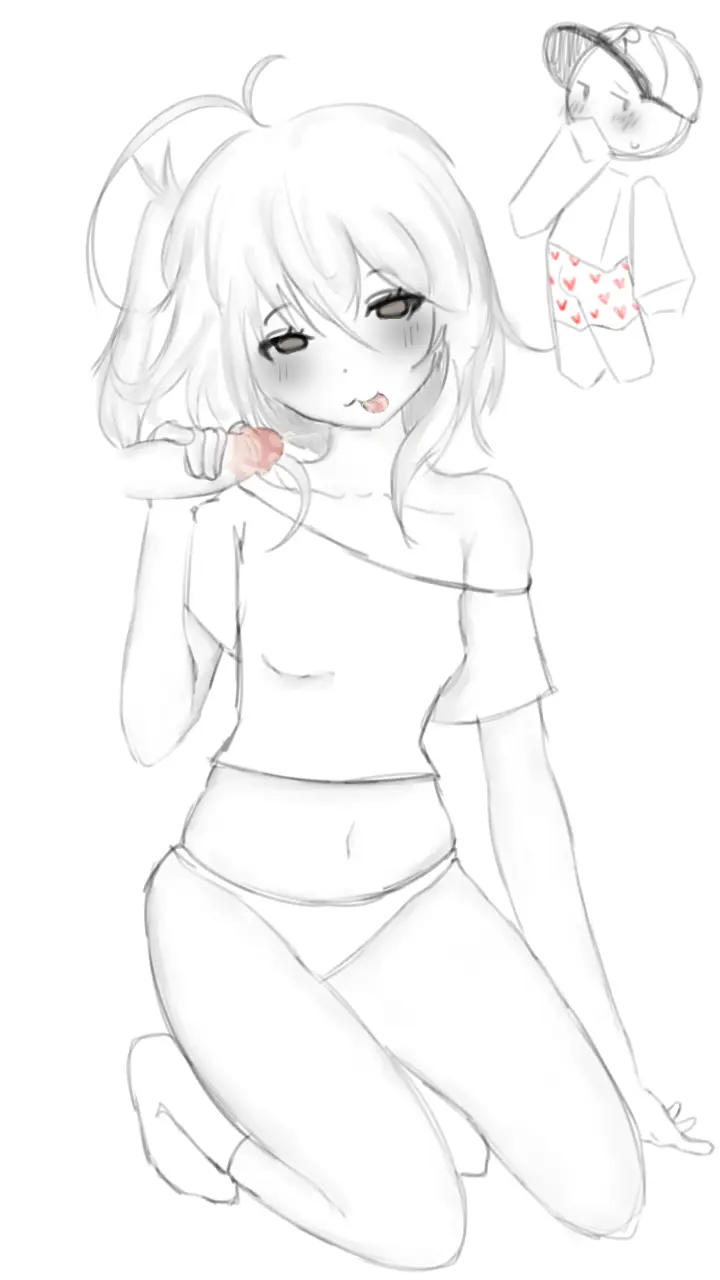 Image 1girls,female,white_background,1boy,male,straight,female_focus,male/female,tagme,character_request,artist_request,after_fellatio,handjob,sketch,female/male,copyright_request,no_background,male_on_female,female_on_male,heart_boxers