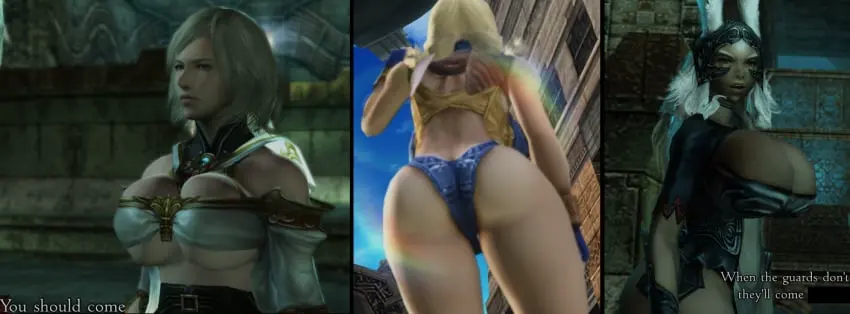 Image big_breasts,breasts,female,female_only,large_breasts,red_eyes,white_hair,ass,big_ass,huge_ass,thick_thighs,thighs,wide_hips,hips,underboob,huge_breasts,text,gigantic_breasts,blonde_hair,bunny_ears,3d,bimbo,see-through,final_fantasy,english_text,thong,large_ass,3girls,see-through_clothing,huge_thighs,viera,helmet,huge_hips,barely_contained,bimbofied,mod,final_fantasy_xii,game_mod,penelo,fran_(ffxii),ashelia_b'nargin_dalmasca