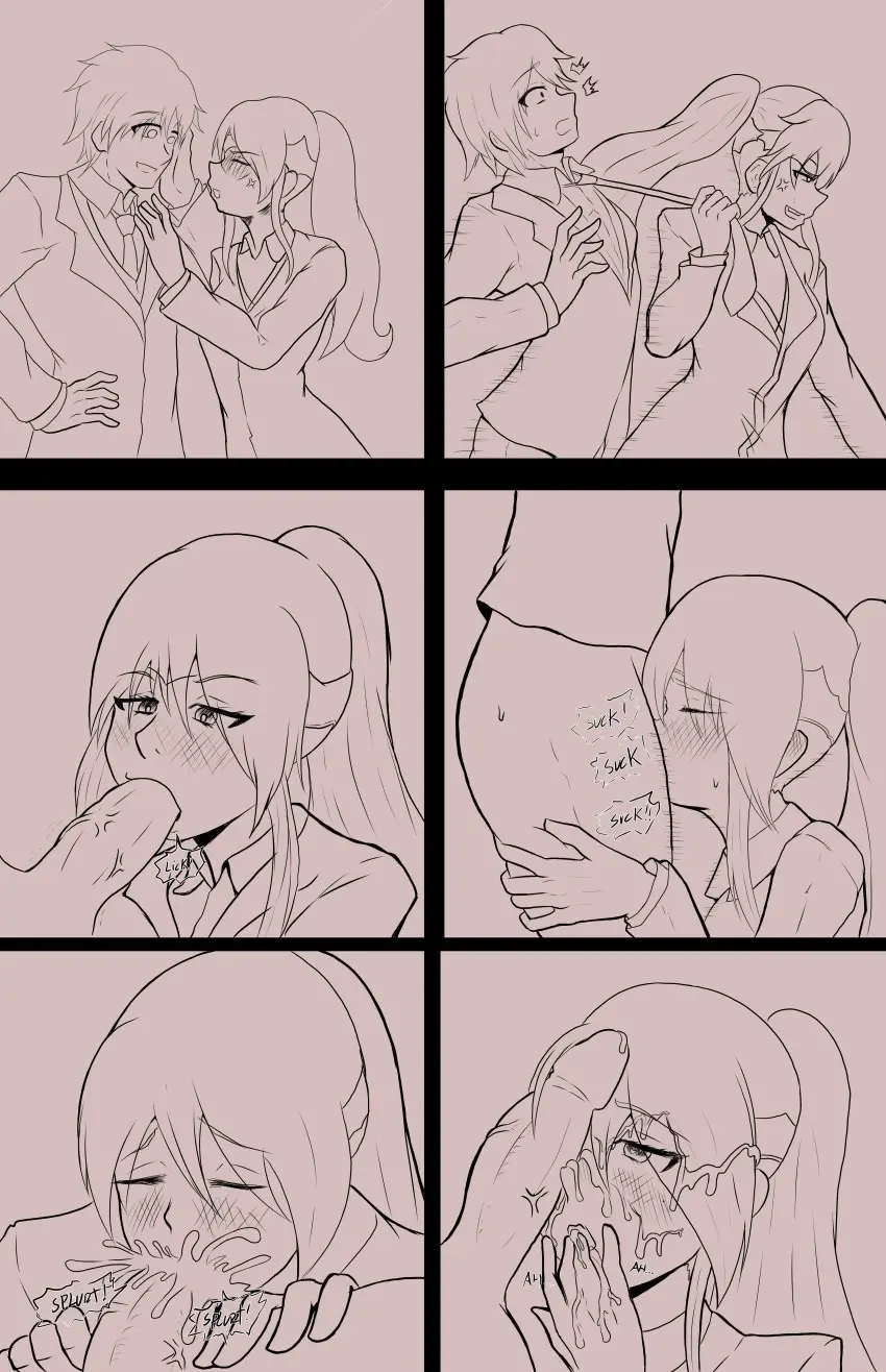 Image 1girls,female,1boy,cum,cum_in_mouth,cum_on_face,male,cum_inside,blowjob,black_and_white,comic,femdom,jaune_arc,rwby,pyrrha_nikos,ndahbear,notsuro
