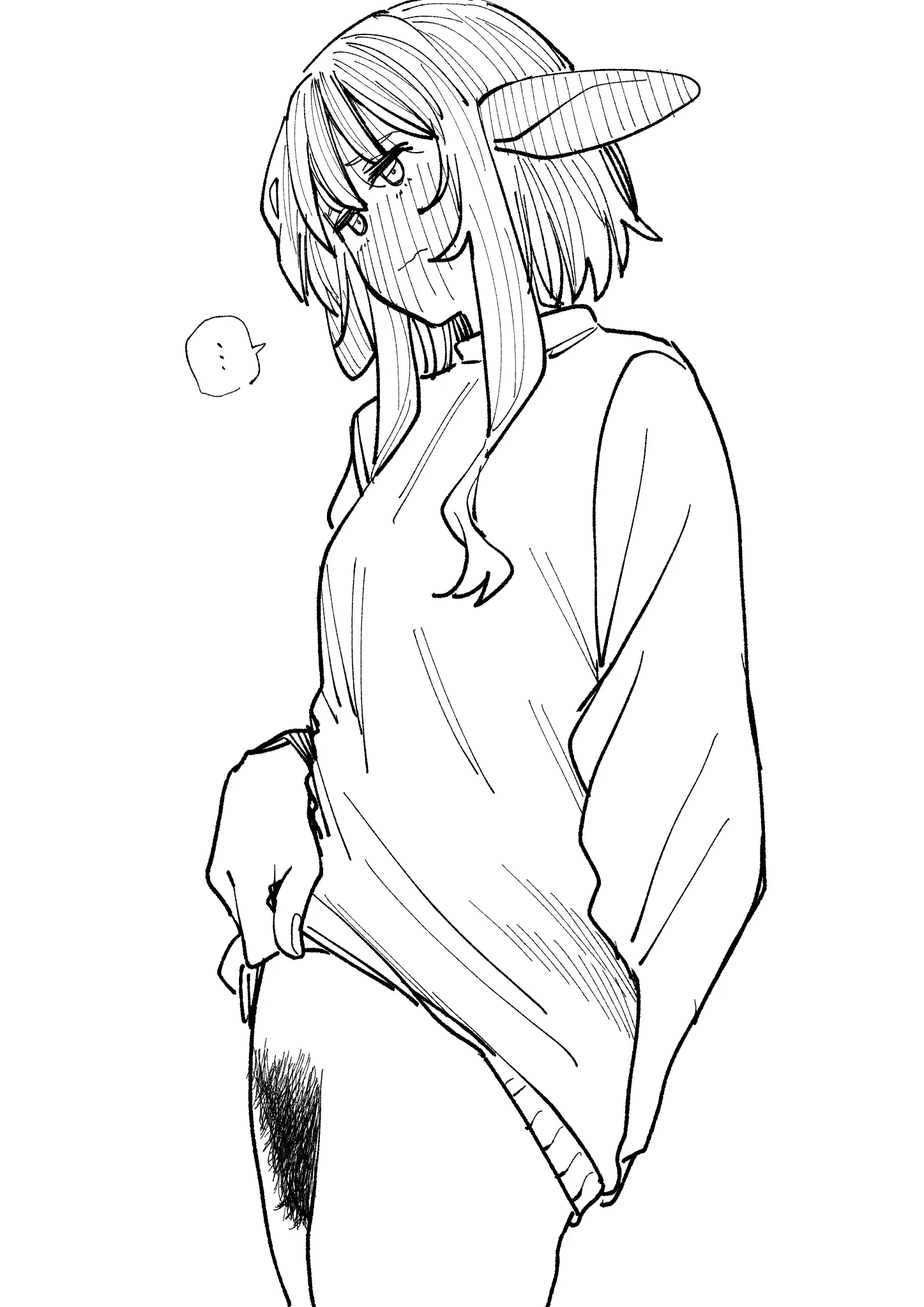 Image 1girls,blush,female,female_only,highres,pussy,thighs,embarrassed,original,pointy_ears,pubic_hair,ear_blush,bottomless,clothes_lift,elf_ears,female_pubic_hair,sweater,hairy_pussy,presenting_pussy,...,bush,hairy_vagina,tarotanat