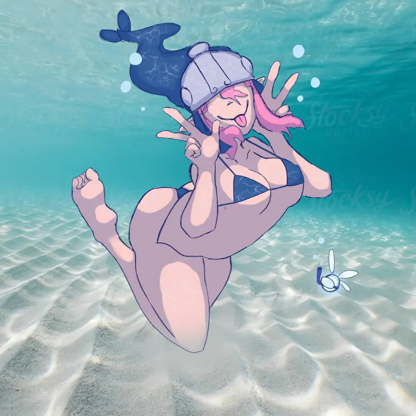 Image 1girls,breasts,female,bikini,ass,tagme,blep,underwater,swimming,sian_nyan