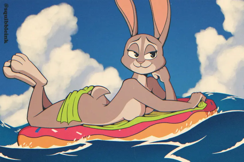 Image 1girls,breasts,female,nude,furry,ass,water,ocean,anthro,tagme,zootopia,judy_hopps,squibble_ink