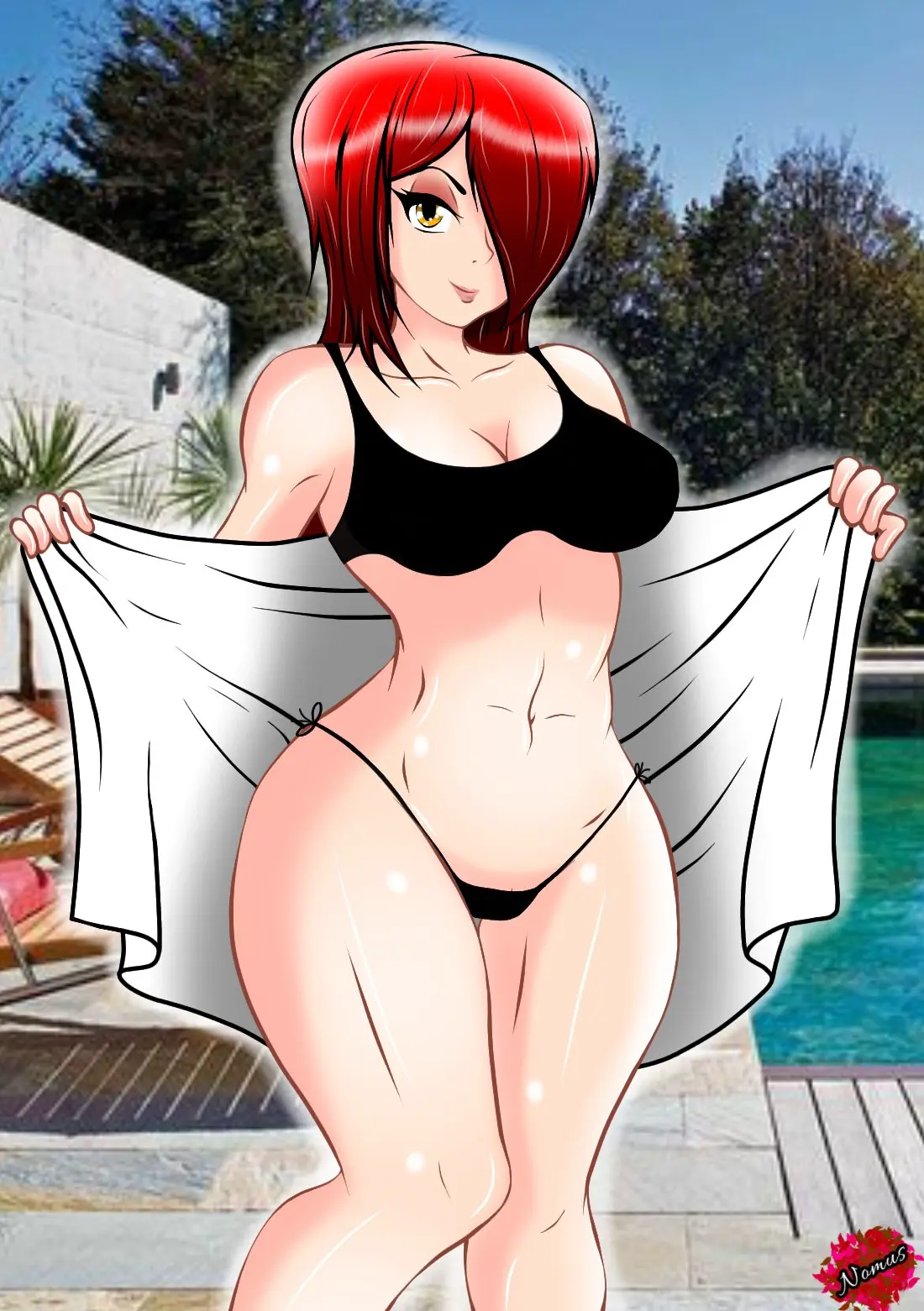 Image female,looking_at_viewer,bikini,video_games,skullgirls,parasoul,nomus_hl