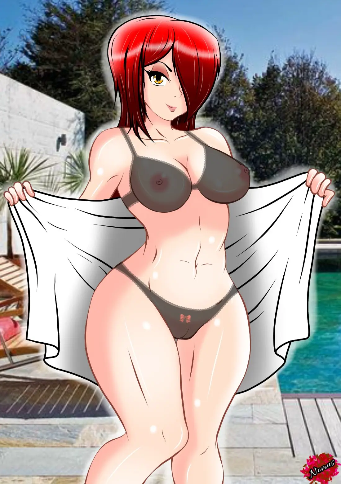 Image female,looking_at_viewer,bikini,video_games,skullgirls,translucent,parasoul,nomus_hl