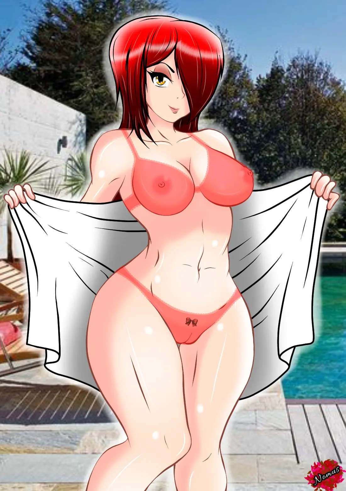 Image female,looking_at_viewer,bikini,video_games,skullgirls,translucent,parasoul,nomus_hl