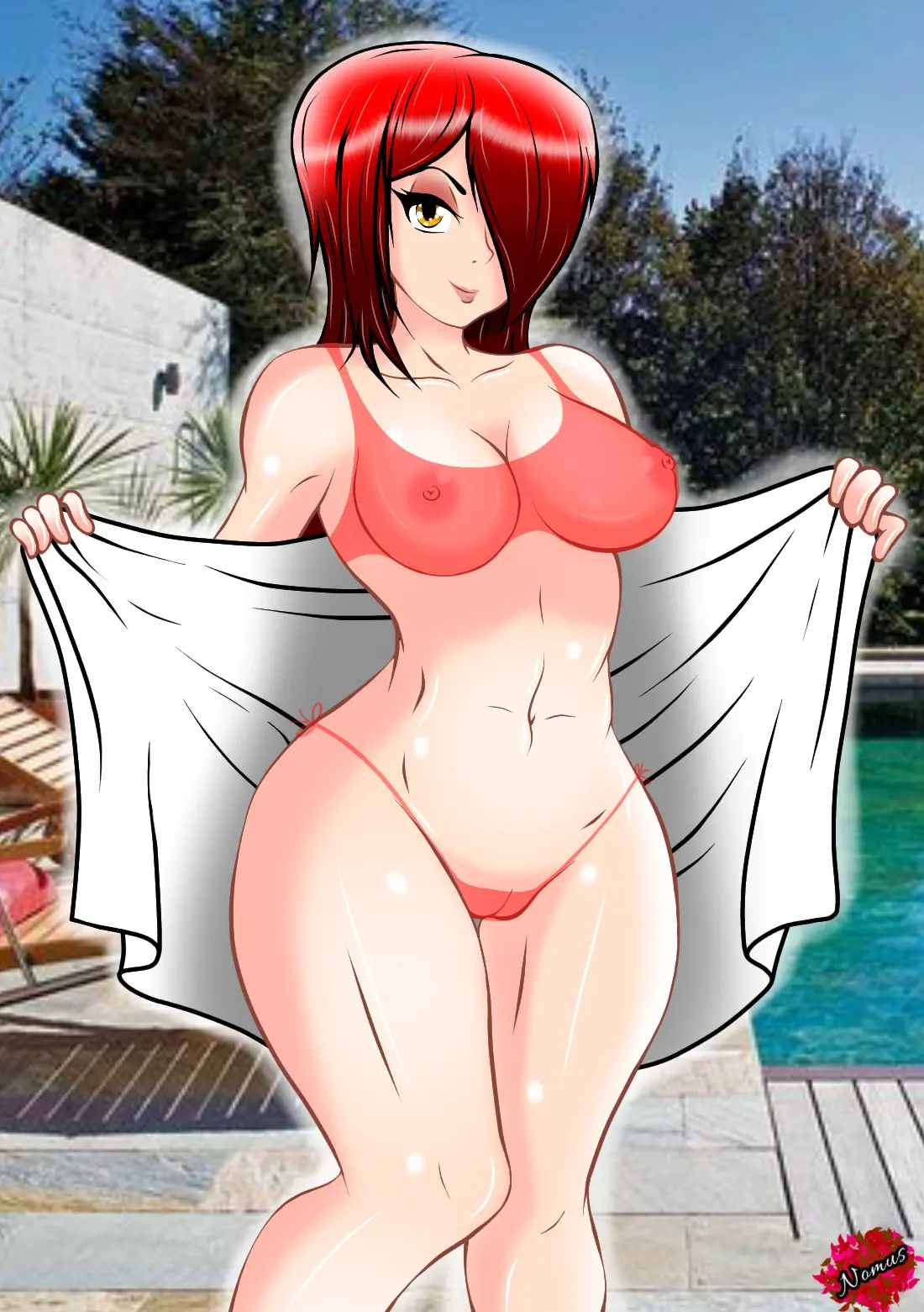 Image female,looking_at_viewer,bikini,video_games,skullgirls,translucent,parasoul,nomus_hl