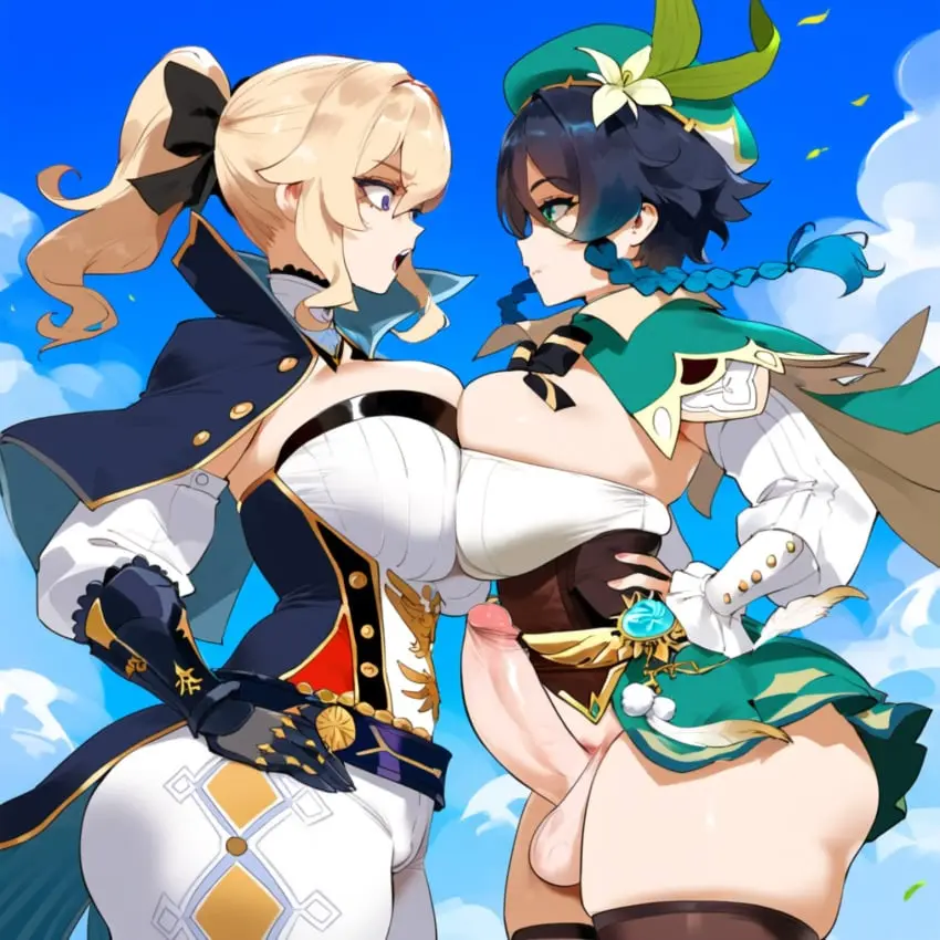 Image 1girls,breasts,female,large_breasts,long_hair,open_mouth,black_gloves,black_legwear,blue_eyes,gloves,male,penis,symbol-shaped_pupils,thighhighs,uncensored,1futa,erection,futanari,intersex,ponytail,sky,ai_generated,blonde_hair,cloud,genshin_impact,hand_on_hip,outdoors,cape,looking_at_another,ribbon,breast_press,flower,blue_sky,day,rule_63,venti_(genshin_impact),imminent_sex,genderswap_(mtf),genderswap,hands_on_hips,jean_gunnhildr,petals,male_to_futa,racerai