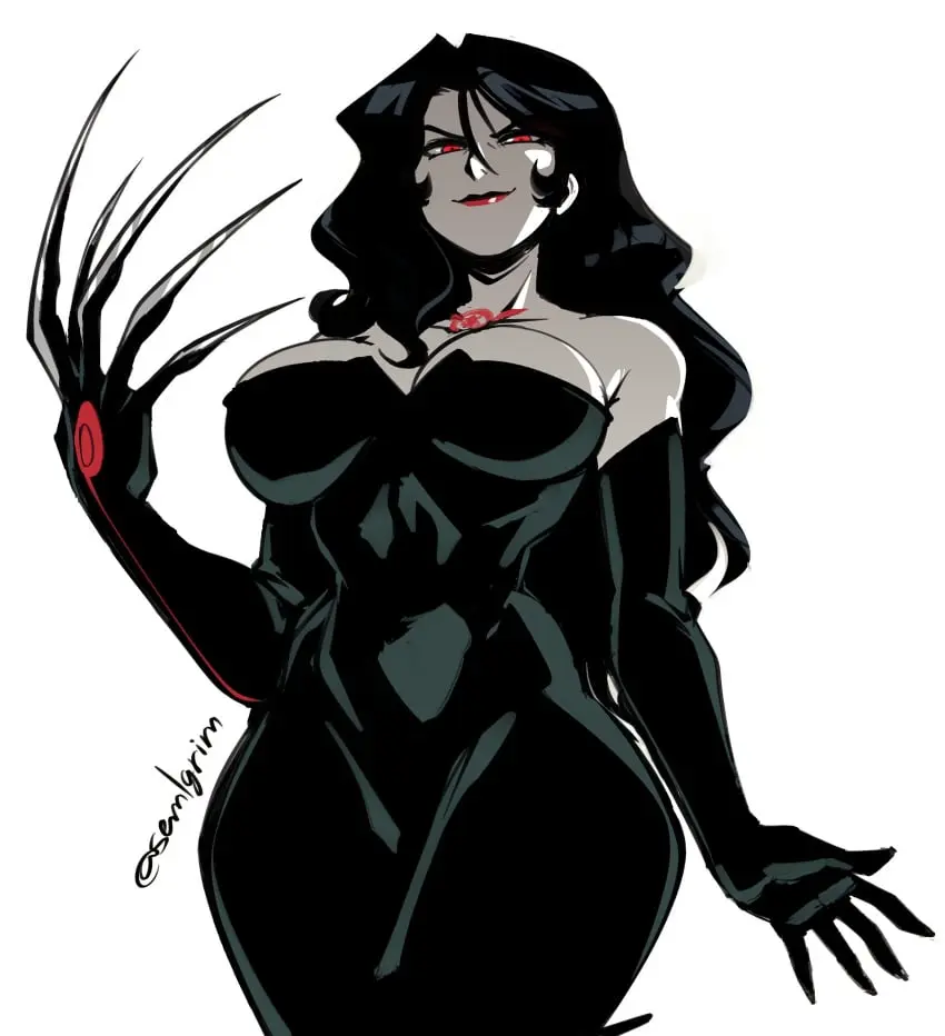 Image 1girls,big_breasts,breasts,female,red_eyes,black_hair,gloves,white_skin,hips,bare_shoulders,cleavage,pale-skinned_female,busty,curvy,pale_skin,red_lipstick,artist_signature,claws,tight_clothing,small_waist,clawed_fingers,fullmetal_alchemist,lust_(fullmetal_alchemist),marking,fullmetal_alchemist_brotherhood,homunculus,sem-l-grim,semlgrim