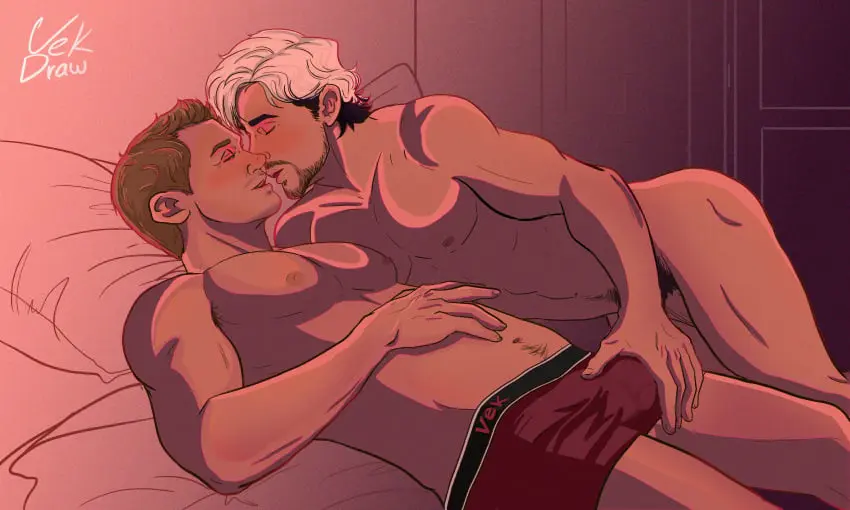 Image white_hair,male,underwear,muscular,2boys,blonde_hair,gay,bed,kissing,marvel,marvel_comics,x-men,mutant_(marvel),avengers,clint_barton,hawkeye,pietro_maximoff,quicksilver,quicksilver_(x-men)