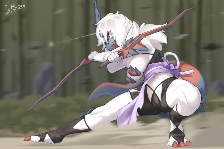 Image breasts,clothed,clothing,female,hi_res,open_mouth,red_eyes,solo,standing,white_hair,navel,pokemon,pokemon_(species),feet,side_view,teeth,hair,anthro,absurd_res,nintendo,fur,holding_object,claws,toe_claws,horn,partially_clothed,5_fingers,2024,white_body,outside,scar,anthro_only,fingers,genital_outline,holding_weapon,weapon,toes,white_fur,camel_toe,sword,3_toes,generation_3_pokemon,melee_weapon,holding_sword,holding_melee_weapon,absol,pussy_outline,zinfyu