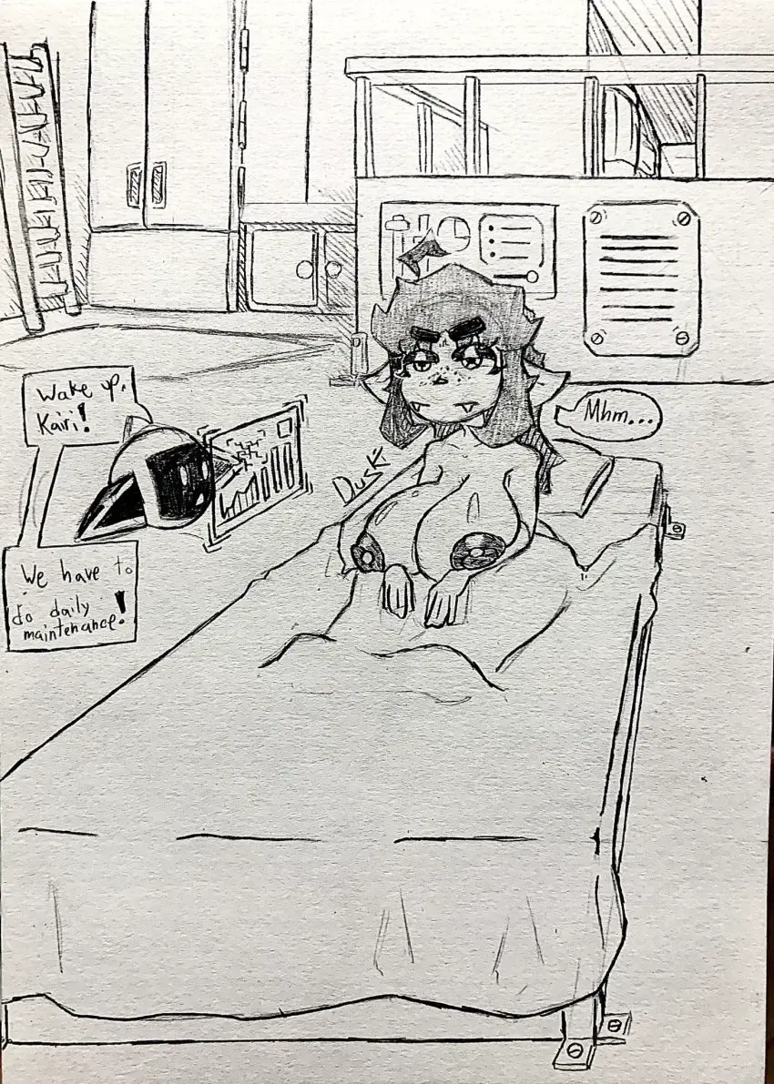 Image big_breasts,breasts,female,hi_res,nipples,nude,bed_sheet,ass,bedroom_eyes,big_butt,duo,humanoid,freckles,areolae,eyebrows,teeth,huge_breasts,piercing,sitting,original,original_character,pointy_ears,absurd_res,ambiguous_gender,bed,sharp_teeth,black_and_white,monochrome,bedroom,dialogue,thick_eyebrows,big_nipples,narrowed_eyes,glistening,glistening_body,big_areola,nipple_piercing,speech_bubble,signature,sitting_on_bed,freckles_on_face,furniture,short_stack,detailed_background,humanoid_pointy_ears,machine,robot,floating,traditional_media_(artwork),messy_hair,goblin,bedding,goblin_female,blanket,grumpy,appliance,hologram,traditional_media,stare,unimpressed,ladder,original_artwork,holographic_interface,fridge,kitchen_appliance,dus,duskizi,holographic_screen,kairi_(dus),countertop,sitting_up