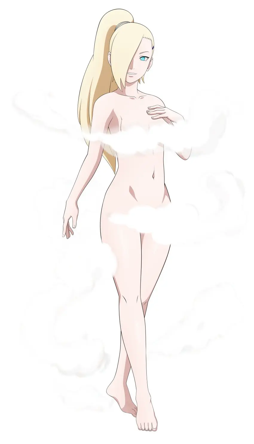 Image 1girls,breasts,female,hair_ornament,highres,long_hair,looking_at_viewer,smile,absurdres,blue_eyes,nude,convenient_censoring,thighs,barefoot,hair_over_one_eye,milf,cleavage,collarbone,blonde_hair,completely_nude,legs,medium_breasts,hairclip,mature_female,mature,naruto,naruto_(series),boruto:_naruto_next_generations,full_body,censored_nipples,hand_on_own_breast,ino_yamanaka,toadd95