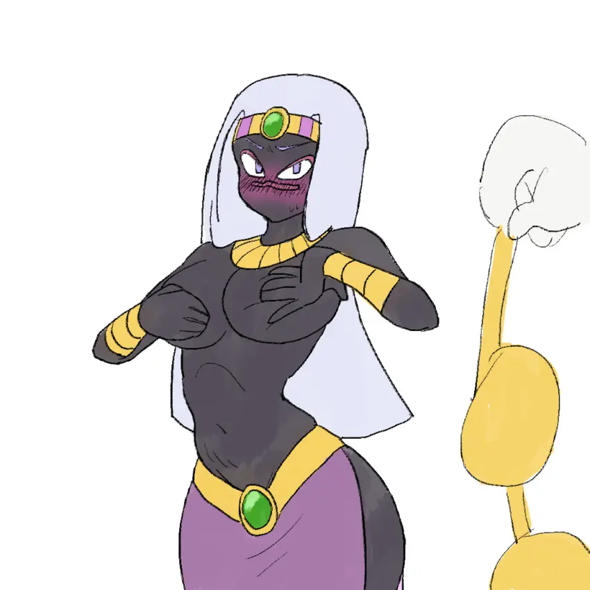 Image breasts,female,solo,white_background,bra,underboob,black_body,duck_dodgers,queen_tyr'ahnee
