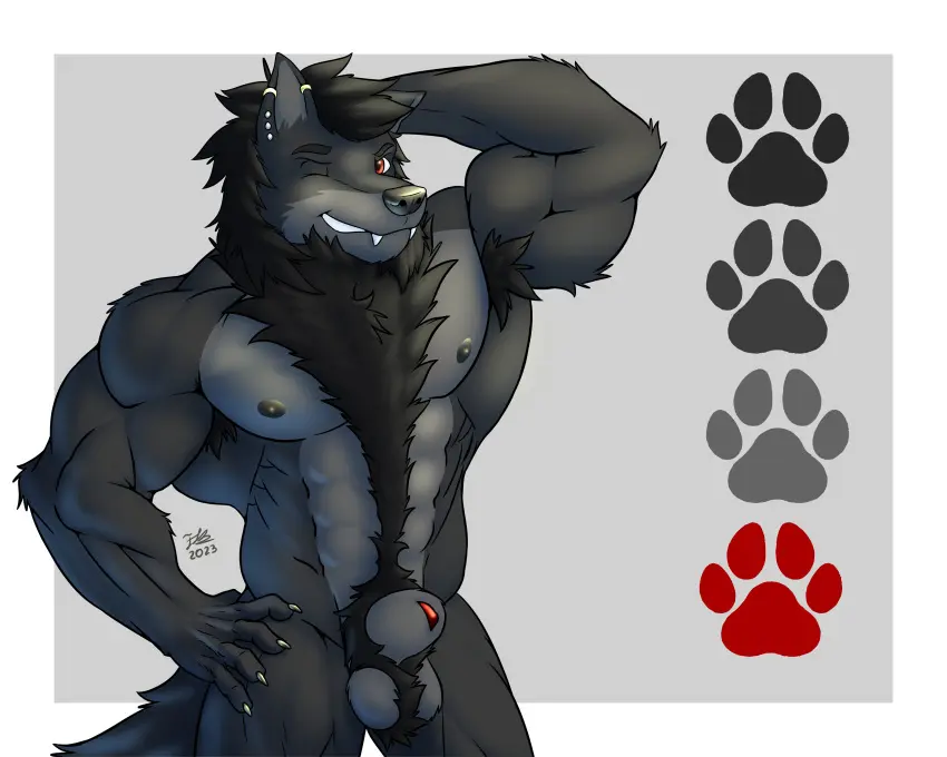 Image hi_res,solo,male,nude,penis,muscular,muscular_male,male_only,anthro,piercing,absurd_res,canid,canine,canis,genitals,mammal,wolf,muscular_anthro,ear_piercing,male_focus,animal_genitalia,fluffy_chest,sheath,tuft,canine_teeth,neck_tuft,5:4,firezol,iidarkwolfgamer