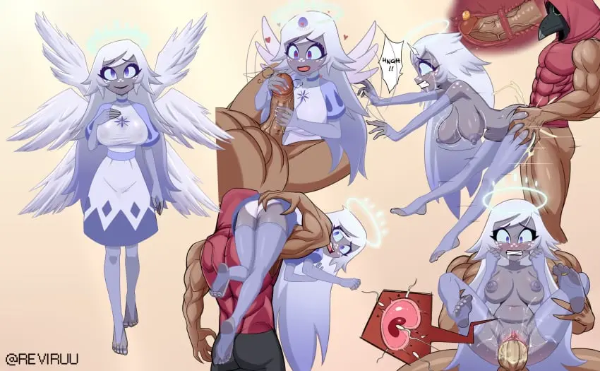 Image 1girls,big_breasts,blush,breasts,clothing,female,hi_res,human,long_hair,nipples,smile,1boy,cum,male,penis,pussy,thighhighs,panties,barefoot,dark-skinned_male,dark_skin,wide_hips,feet,from_behind,angel_wings,wings,cum_in_pussy,cum_inside,spread_legs,angel,impregnation,vaginal_penetration,ovum,unwanted_impregnation,clenched_teeth,penetration,grey_body,white_panties,interspecies,rape,shortstack,wide_eyed,femsub,sperm_cell,hazbin_hotel,cross_section,x-ray,questionable_consent,grey-skinned_female,uterus,fallopian_tubes,emily_(hazbin_hotel),ovaries,reviruu,wings_folded