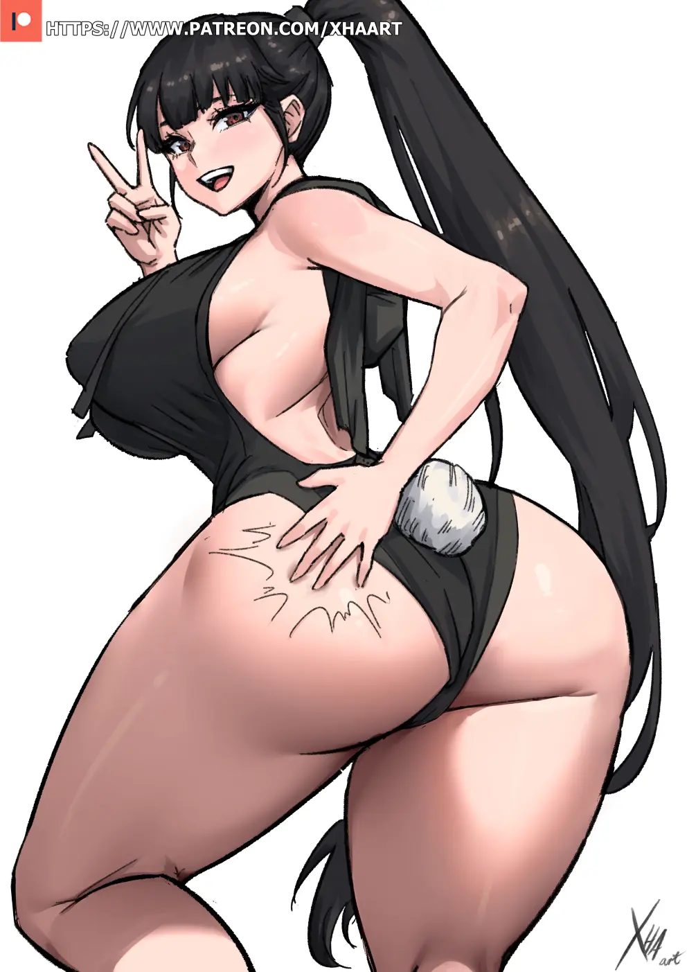 Image 1girls,female,solo,ass,big_ass,thick_thighs,tagme,eve_(stellar_blade),stellar_blade,peace_sign,ass_slap,xhaart