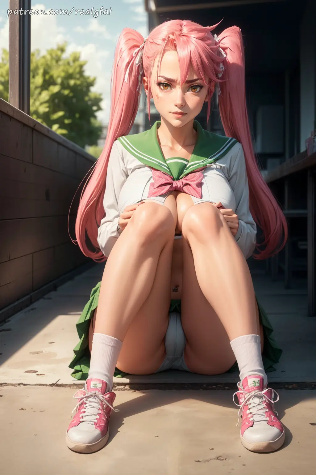 Image 1girls,blush,female,open_mouth,smile,solo,nude,pussy,bikini,beach,ai_generated,glasses,nude_female,tagme,naked,twintails,realistic,naked_female,against_glass,highschool_of_the_dead,realgfai,saya_takagi