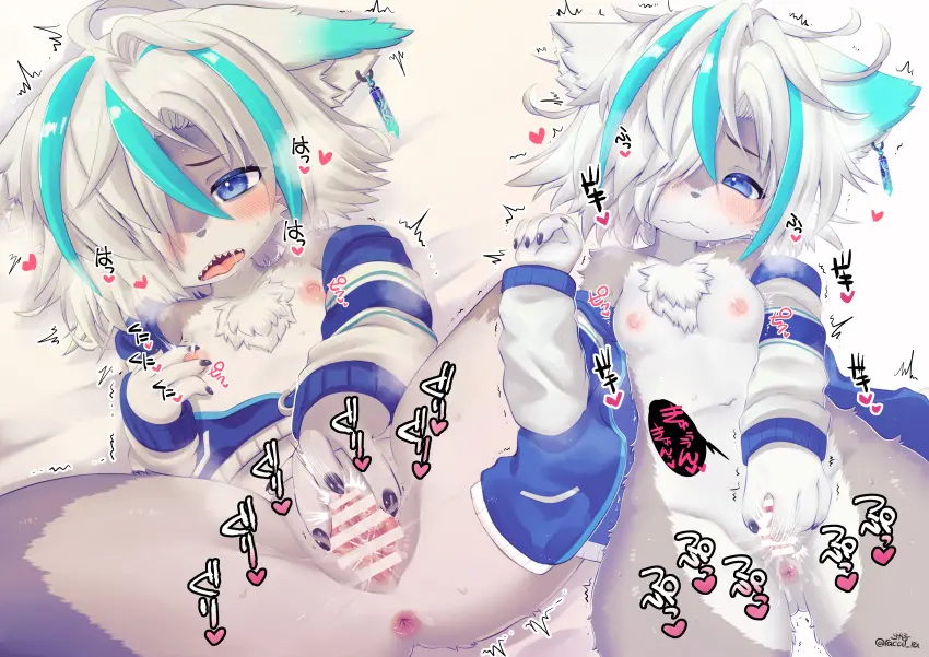 Image blush,breasts,clothed,clothing,female,hi_res,solo,blue_eyes,pussy,ass,small_breasts,teeth,anthro,text,anus,spread_legs,spread_pussy,spreading,vaginal_penetration,absurd_res,censored,pose,looking_pleasured,sharp_teeth,genital_fluids,masturbation,bodily_fluids,canid,fur,genitals,grey_body,grey_fur,mammal,fingering,jacket,bottomless,motion_lines,sound_effects,censor_bar,2024,biped,white_body,japanese_text,blush_lines,tuft,topwear,heart_symbol,vaginal_fluids,finger_fuck,censored_genitalia,onomatopoeia,blue_clothing,one_eye_obstructed,blue_topwear,chest_tuft,kemono,butt_from_the_front,multiple_poses,censored_pussy,vaginal_masturbation,nipple_fetish,nipple_play,blue_jacket,racal_ra,translucent_censor_bar