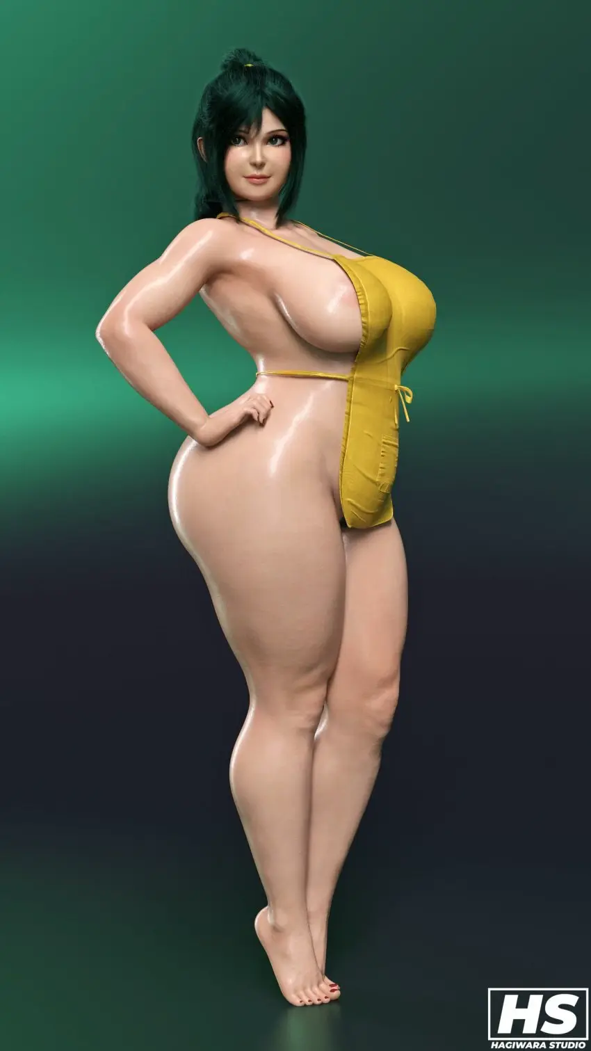 Image 1girls, big_breasts, breasts, female, female_only, light-skinned_female, long_hair, smooth_skin, ass, big_ass, thick_thighs, ponytail, milf, green_eyes, my_hero_academia, thick_ass, tied_hair, 3d, green_hair, boku_no_hero_academia, apron, chubby, chubby_female, bbw, apron_only, inko_midoriya, hagiwara_studio