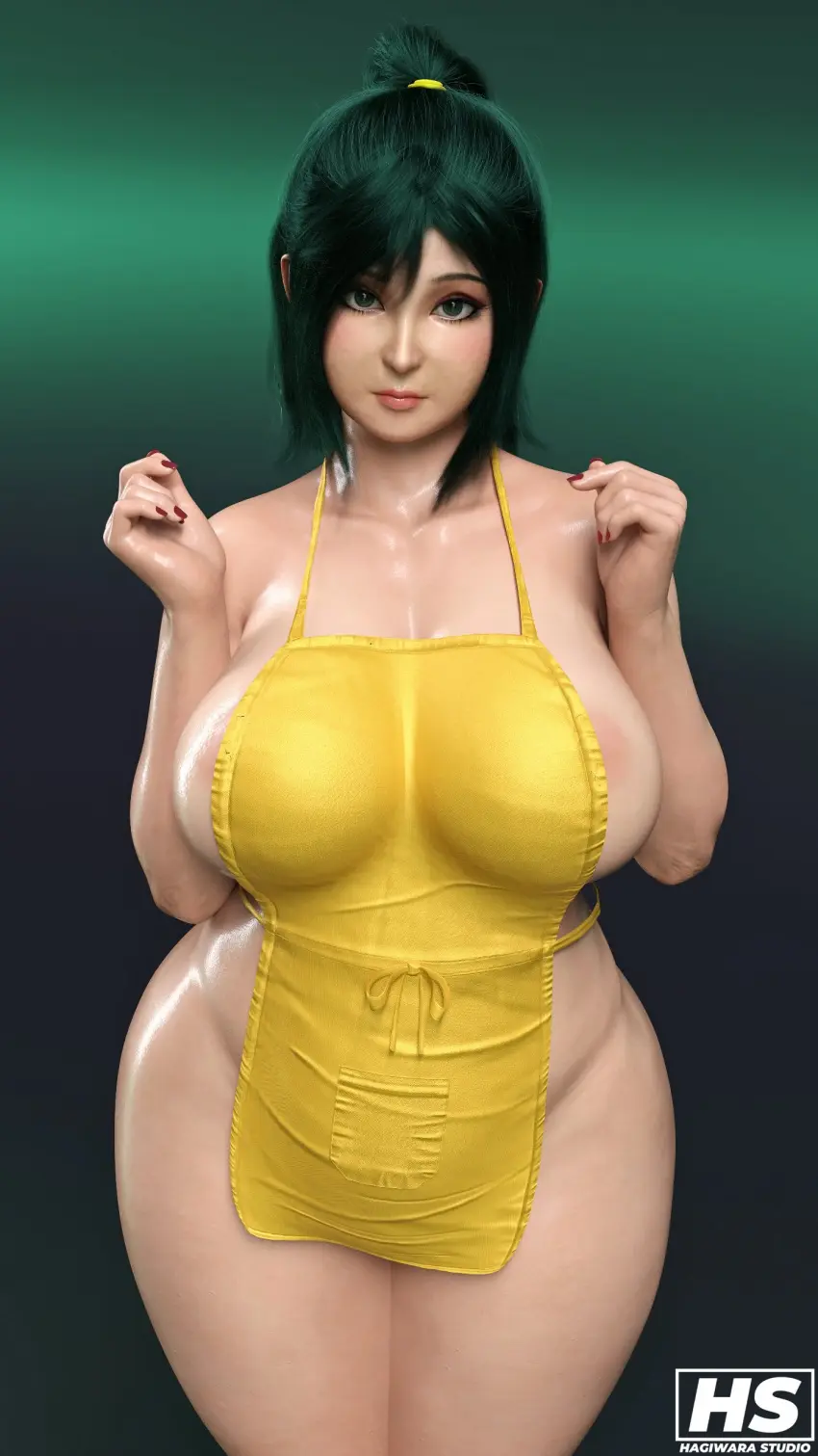 Image 1girls, big_breasts, breasts, female, female_only, light-skinned_female, long_hair, smooth_skin, ass, big_ass, thick_thighs, ponytail, milf, green_eyes, my_hero_academia, thick_ass, tied_hair, 3d, green_hair, boku_no_hero_academia, apron, chubby, chubby_female, bbw, apron_only, inko_midoriya, hagiwara_studio