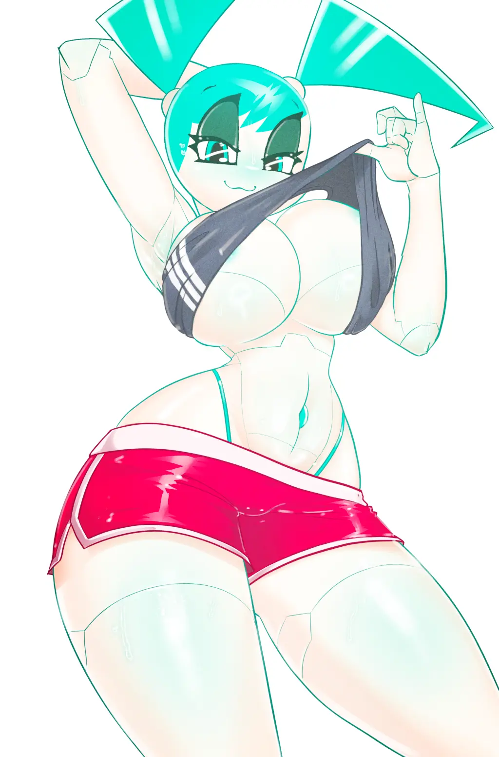 Image breasts,female,navel,wide_hips,underboob,tagme,shorts,robot,robot_girl,nickelodeon,jenny_wakeman,my_life_as_a_teenage_robot,lonlon,xj_9