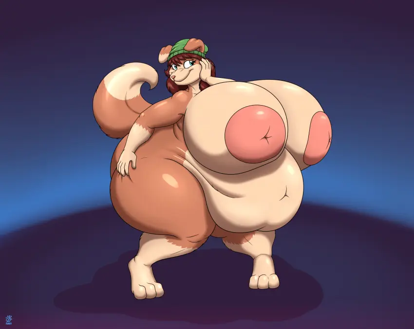 Image 1girls,breasts,female,female_only,large_breasts,blue_eyes,nude,furry,female_focus,thick_thighs,thighs,wide_hips,areolae,hips,belly,cleavage,anthro,nude_female,hyper_breasts,brown_hair,hand_on_hip,inverted_nipples,canine,stomach,canine_humanoid,tan_fur,beanie,fat,overweight,overweight_female,hyper,bbw,beanie_hat,badgerben