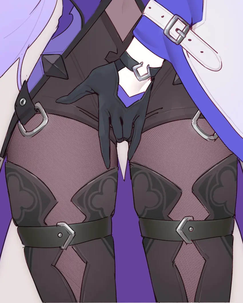 Image 1girls,clothed,female,highres,long_hair,solo,very_long_hair,gloves,navel,thighhighs,wide_hips,thigh_gap,dress,purple_hair,masturbation,belt,black_belt,covered_navel,shorts,pantyhose,honkai:_star_rail,close-up,honkai_(series),purple_dress,black_pantyhose,belt_buckle,buckle,hair_spread_out,black_swan_(honkai:_star_rail),pantyhose_under_shorts,liniora