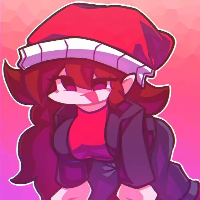 Image 1girls,big_breasts,breasts,female,female_only,smiling,eyelashes,bent_over,jacket,hanging_breasts,friday_night_funkin,black_jacket,girlfriend_(friday_night_funkin),red_shirt,auburn_hair,hypnos_lullaby,lullaby_girlfriend_(fnf),bennie,monkie,red_bennie