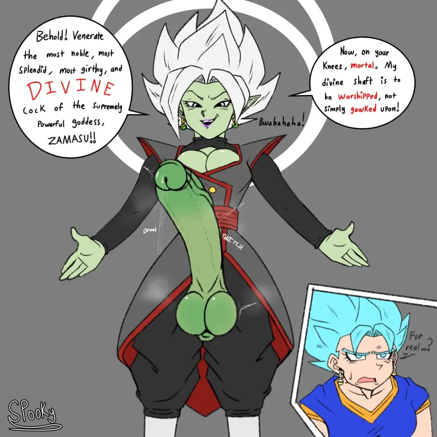 Image 1girls,big_breasts,breasts,clothed,clothing,female,mostly_clothed,standing,penis,earrings,1futa,erection,futanari,humanoid,humanoid_penis,intersex,solo_focus,balls,huge_cock,text,deity,green_skin,halo,dragon_ball,smooth_balls,smooth_penis,big_balls,dialogue,english_text,rule_63,dragon_ball_super,green_penis,massive_penis,futa_focus,potara_earrings,potara_fusion,deity_on_mortal,vegito,skurigami,super_saiyan_blue,core_person,demanding_blowjob,female_vegito,female_zamasu,fused_zamasu,super_saiyan_rose,zamasu