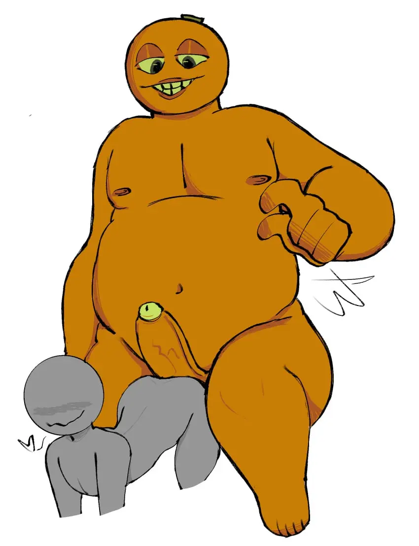 Image white_background,1boy,male,penis,big_penis,humanoid,smiling,watermark,anthro,veiny_penis,tagme,self_upload,grey_body,orange_body,overweight,larger_male,imminent_sex,before_sex,kappi0,loaltoff,fruit,anon,orange,annoying_orange,orange_(annoying_orange)