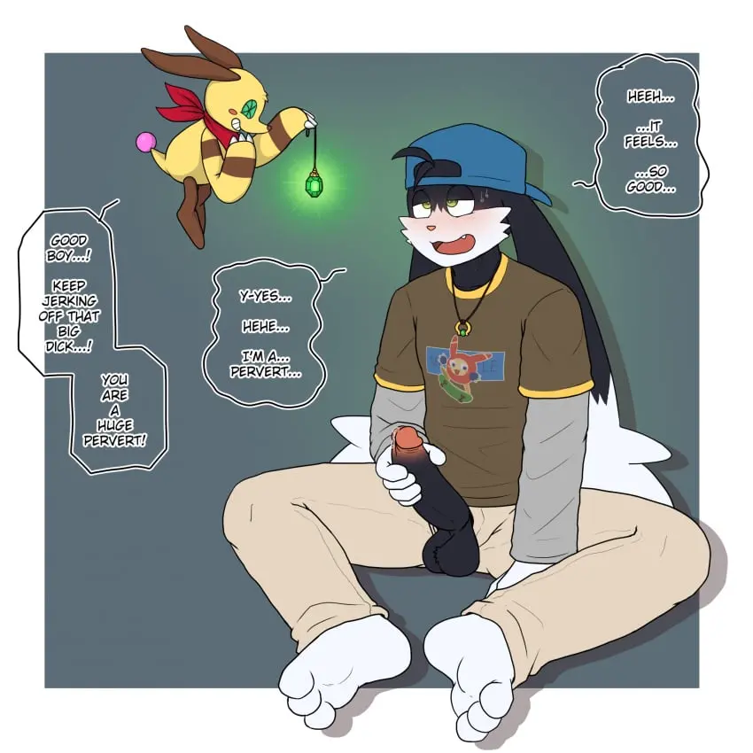 Image blush,clothed,clothing,hi_res,open_mouth,pants,shirt,smile,male,penis,sweat,tail,yellow_eyes,barefoot,duo,erection,humanoid_penis,headwear,feet,male/male,grin,headgear,jewelry,teeth,balls,anthro,text,aged_up,green_eyes,sitting,half-closed_eyes,necklace,genital_fluids,masturbation,bodily_fluids,fur,genitals,holding_object,mammal,precum,dialogue,claws,yellow_body,yellow_fur,black_body,fangs,english_text,5_fingers,feline,narrowed_eyes,2024,white_body,fingers,humanoid_genitalia,brown_fur,toes,bandai_namco,hybrid,topwear,1:1,brown_body,white_fur,lagomorph,leporid,rabbit,felid,hypnosis,domestic_cat,felis,black_fur,bottomwear,open_clothing,floating,3_toes,mind_control,open_bottomwear,open_pants,klonoa,klonoa_(series),border,white_border,gooner,gooning,bating,bator,hankerchief,hypno_neet,popka