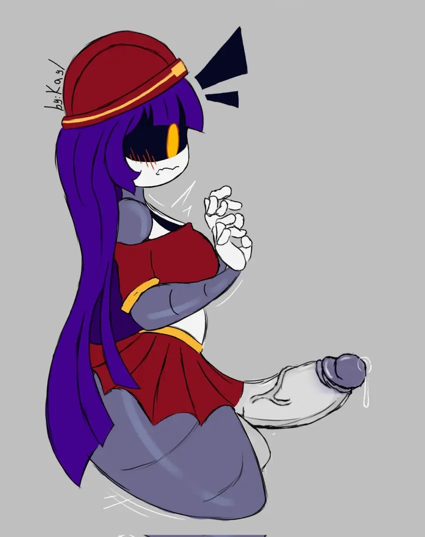 Image breasts,clothed,clothing,mostly_clothed,red_eyes,solo,standing,penis,big_ass,thick_thighs,1futa,erection,futanari,humanoid,humanoid_penis,intersex,wide_hips,bare_shoulders,side_view,balls,huge_cock,futa_only,purple_hair,erection_under_clothes,big_balls,skirt,surprised,edit,robot,penis_out,robot_futa,kayl,murder_drones,erection_under_skirt,doll_(murder_drones)
